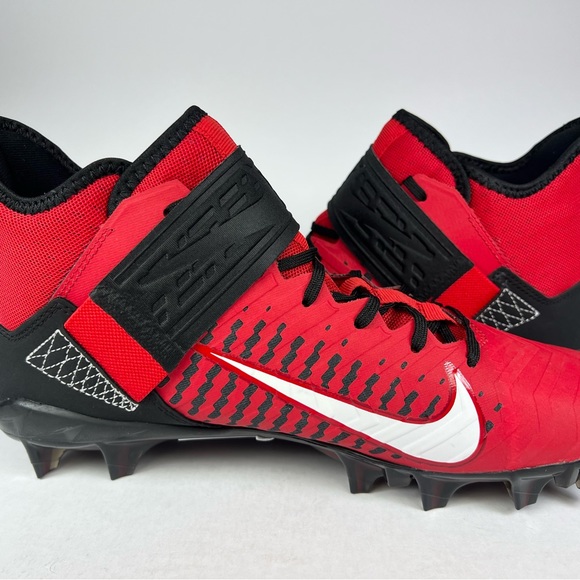 Nike Alpha Menace Pro 2 Mid University Red Black Football Cleats - Picture 7 of 10